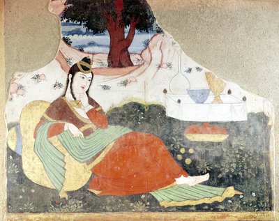 Woman in the Garden of Shah Abbas I (1588-1629) by Persian School